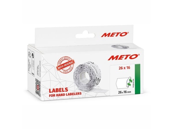 Prisetiket, Meto, Non.Perm. 26x16mm hvid, pakke a 6 stk