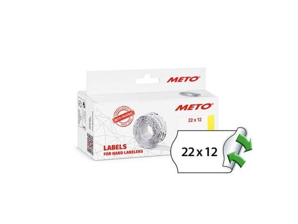 Prisetiket, Meto, Non.Perm. 22x12mm hvid, pakke a 6 stk