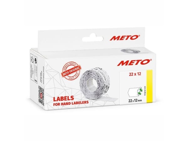Prisetiket, Meto, Non.Perm. 22x12mm hvid, pakke a 6 stk