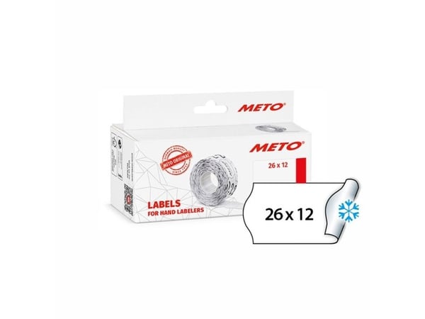 Prisetiket, Meto, Køl/Frys 26x12mm hvid, pakke a 6 stk