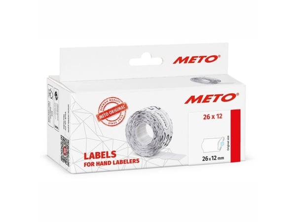 Prisetiket, Meto, Køl/Frys 26x12mm hvid, pakke a 6 stk