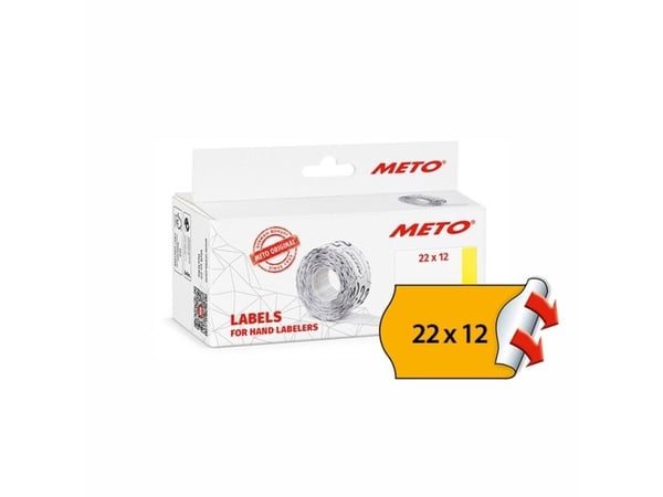 Prisetiket, Meto, Permanent 22x12mm neon orange, pakke a 6 stk