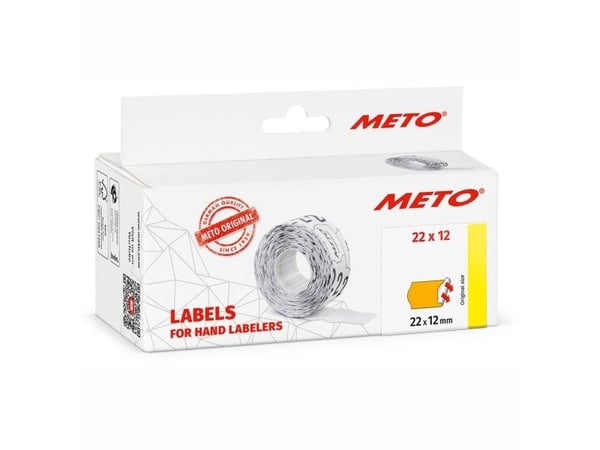 Prisetiket, Meto, Permanent 22x12mm neon orange, pakke a 6 stk