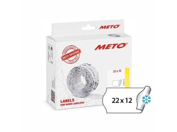 Prisetiket, Meto, Køl/Frys 22x12mm hvid, pakke a 12 stk