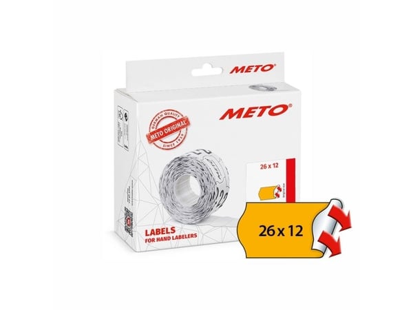 Prisetiket, Meto, Permanent 26x12mm neon orange, pakke a 12 stk