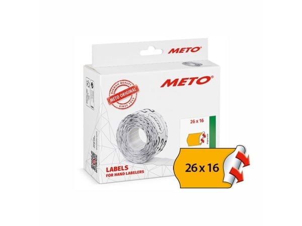 Prisetiket, Meto, Permanent 26x16mm neon orange, pakke a 12 stk