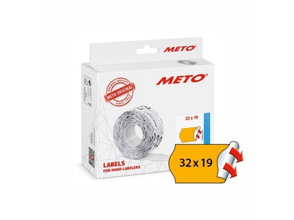 Prisetiket, Meto, Permanent 32x19mm neon orange, pakke a 10 stk
