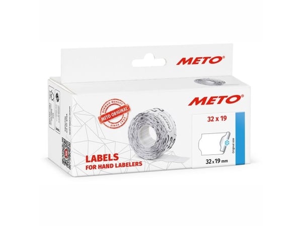 Prisetiket, Meto, Køl/Frys 32x19mm hvid, pakke a 5 stk