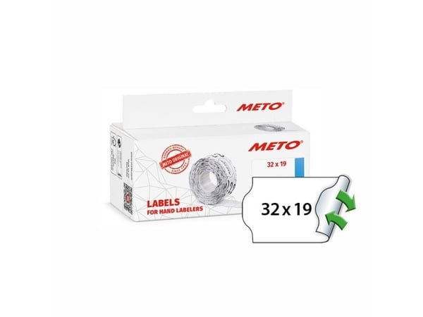 Prisetiket, Meto, Non.Perm. 32x19mm hvid, pakke a 5 stk