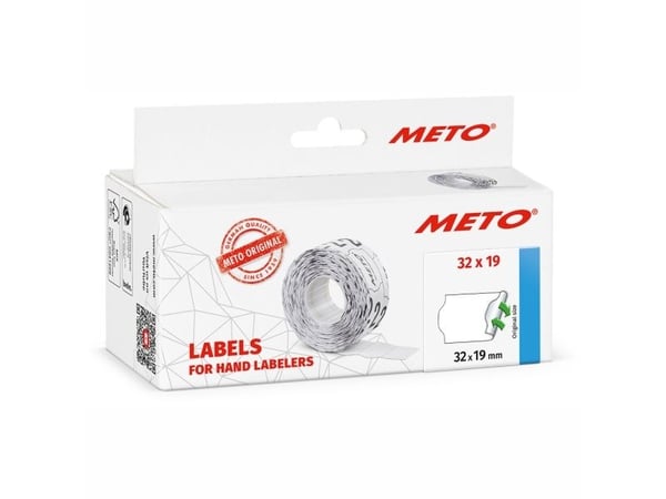 Prisetiket, Meto, Non.Perm. 32x19mm hvid, pakke a 5 stk