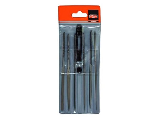 Bahco Nålfilsett, 6stk, Fil-sett, Flate mapper, Halvrund fil, Rund fil, Firkantet fil, Glatt kutt, 70 g, 160 mm