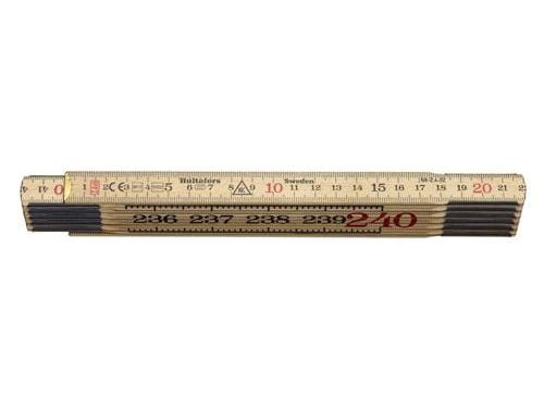 Tommestok 2,4m 12 led træ - 59-2.4-12, Hultafors 100304 med mm graduering