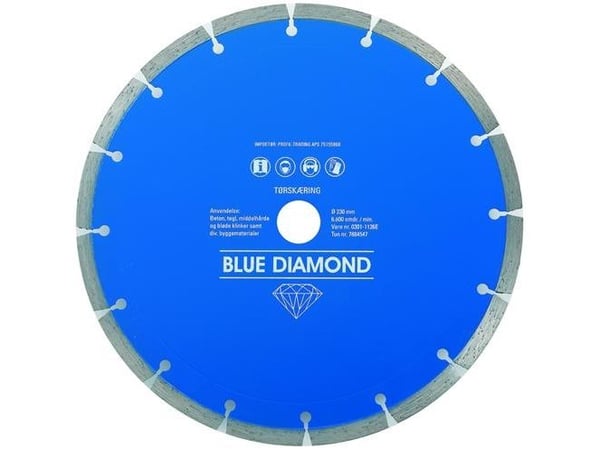 Carat Uni. klinge Ø180mm - Blue Diamond klinge, 10mm segment, tørskæring t/Rillefræser