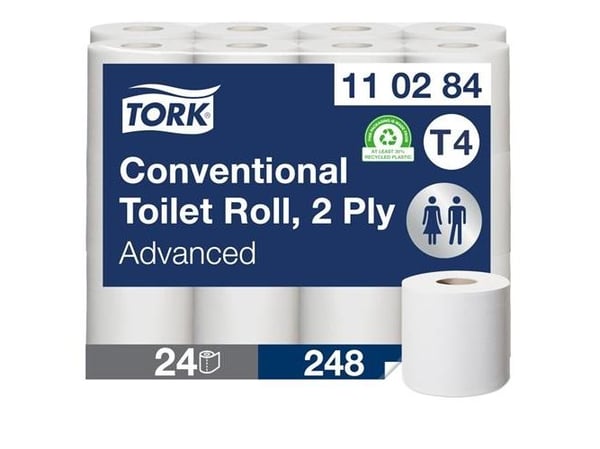 Toiletpapir Tork T4 Advanced 2-lags 34,7 m hvid - (24 ruller pr. karton)