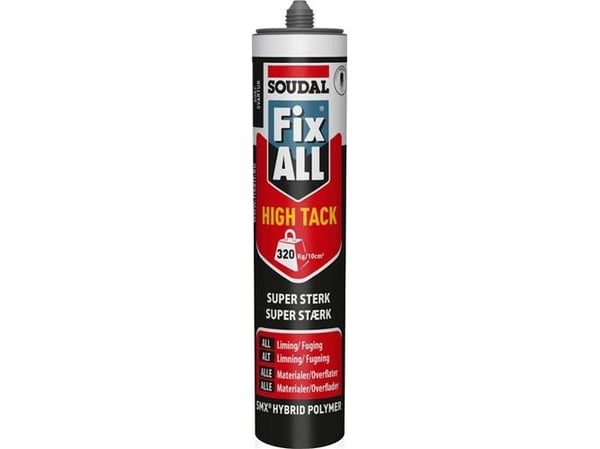 SOUDAL Fugemasse Fix All High Tack sort 290ml patron høj kvalitets 1-komponent fugemasse med stor hæftekraft, baseret på MS-Polymer
