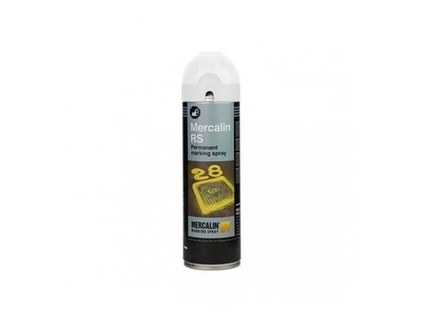 Mercalin markeringsspray 500ml - FLUO hvid, bl.a. t/asfalt, beton, græs, grus, træ, sten & is