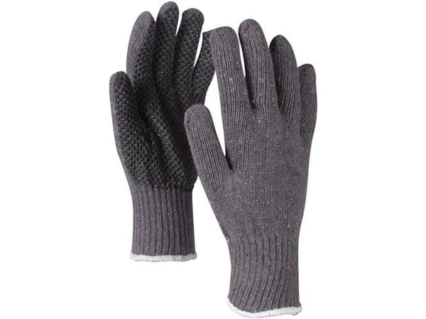 OX-ON strikhandske str. 10 - Knitted Comfort 13300, mørkegrå med dotter