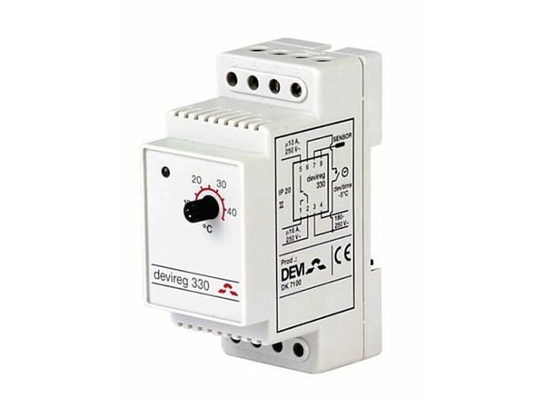 DEVI elektronisk termostat 140F1070 devireg 330 16A 230VAC 1-polig 2TE 140F1070