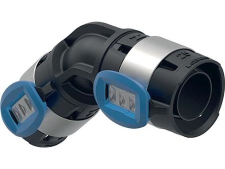 Geberit FlowFit mutka 45°, 40 mm, musta PPSU