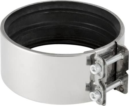Geberit kromstålskobl. til ovg. plast/støbejernsrør ø108/114 mm