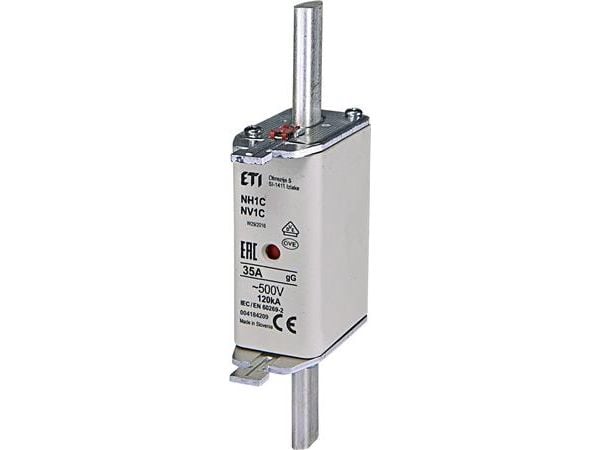 Sulake NH1 35A gG, 500V AC, katkaisukyky 120kA, standardi IEC 60269-1, IEC 60269-2. Tilan ilmaisimella - (3 kpl)