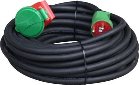 E-line Kaapelisarja DK 3G1,5 - H07RN-F, DK-pistoke/jatkojohto w/j, neopreeni, 230V/16A,25m