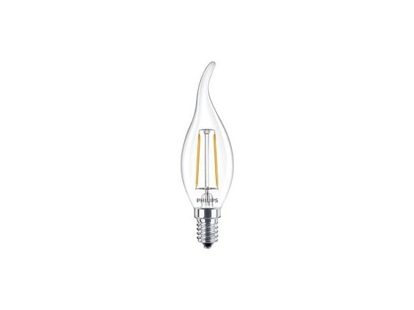 Philips CorePro - LED-filamentlyspære - form: BA35 - klar finish - E14 - 2 W (ekvivalent 25 W) - klasse E - varmt hvitt lys - 2700 K