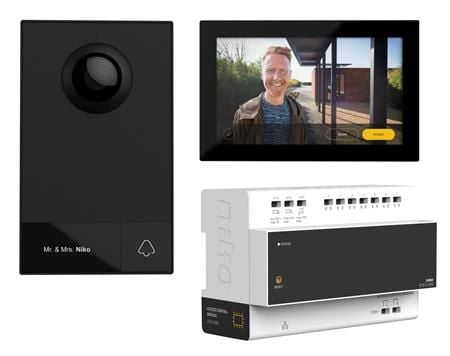 Videokit, 2-tråds, med controller, ekstern og intern enhed, til overflademontering, 1 klokkeknap Videokit, 2-tråds, med controller, ekstern og intern enhed, til overflademontering, 1 klokkeknap