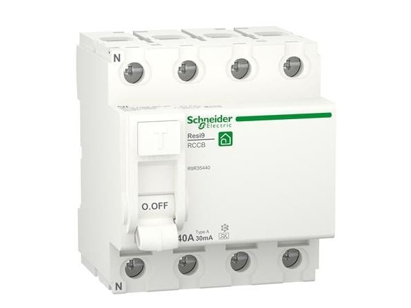 Schneider Electric Jordfelsbrytare, Resi9, 4P, 40 A, 30 mA, typ A
