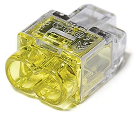 Helacon Plus Mini 2-johtiminen pistokeliitin yksi- tai monijohtimiseen kaapeliin 1,5-2,5 mm², keltainen, 150 kpl - (150 kpl)