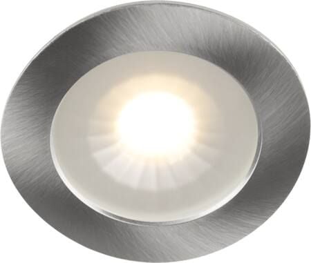 LED-Minidownlight 1202 12V børstet stål 2700K, 290lm, 70°, 4,3W/827, 12V AC/DC, IP44, Hurtigklemmer i bagstykket PROFESSIONEL