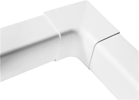 Kanal tilslutning indvendig hjørne 90 grader. Farve i hvid. For udendørs brug, UV-modstandsdygtig plast.
