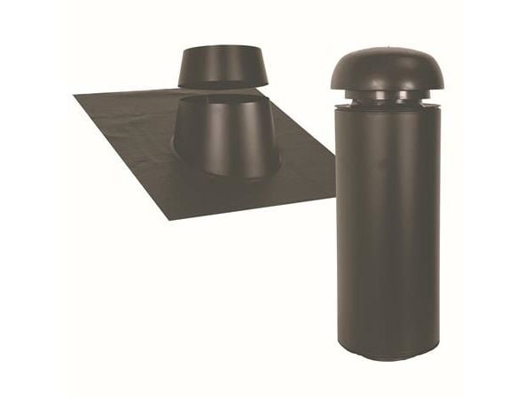 SABETOFLEX takhuv 160 längd 600 mm taklutn. 10-32° svart/svart med Flex-beslag (2 st.) levereras utan bäring
