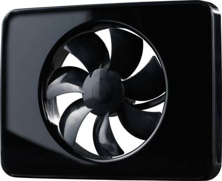FRESH Ventilator Intellivent® 2.0, sort med flere funktioner for tids,- hastigheds- og fugtstyring. Max. 134 m³/h, ø105-130 mm, IP44.
