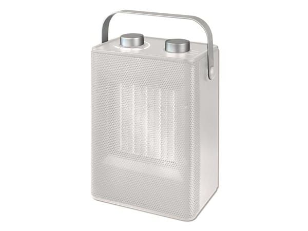 Ensonordic stilfuld mini varmeblæser 800 til 2000 W 230V i farven hvid, for indendørs brug.