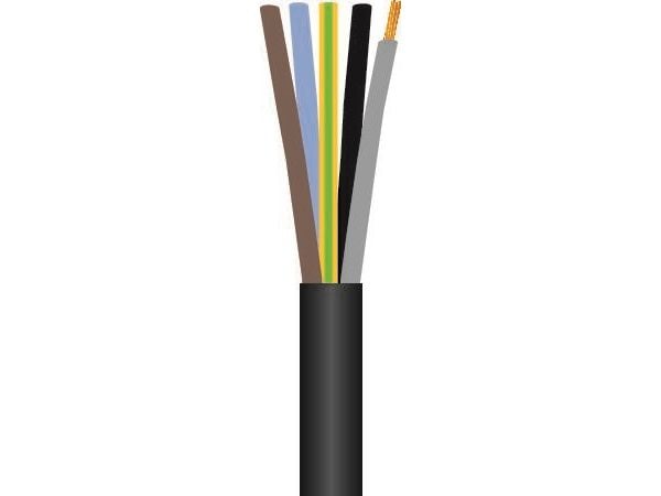 Gummikabel 5G1,5 mm² H07RN-F svart 450/750V rulle med 50 meter, kabeldiameter 11,5 mm (50 meter)