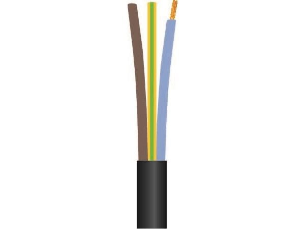 FIX-PRO Gummikabel 3G1,5 mm² H07RN-F sort 450/750V ring med 50 meter, kabeldiameter 9,4 mm - (50 meter)