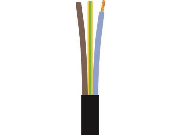 Downlight kabel, varmebestandig 90°C3G1,5 mm² H05V2V2-sort 300/500V ring, kabeldiameter 8,2 mm - (100 meter)