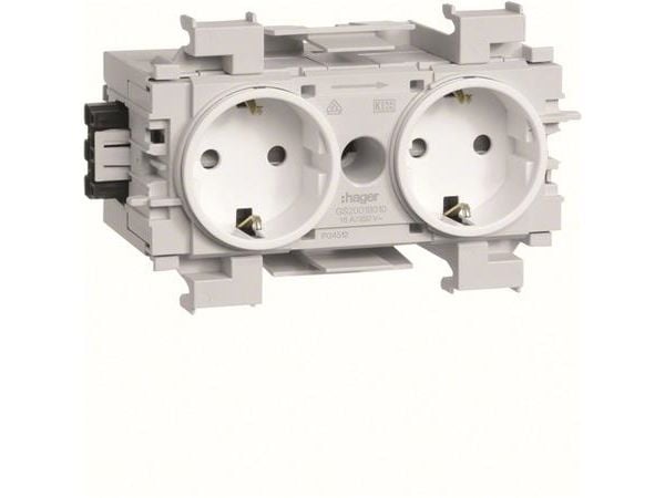 HAGER Pistorasia Ecoline 2xSchuko etuasennukseen RAL9016