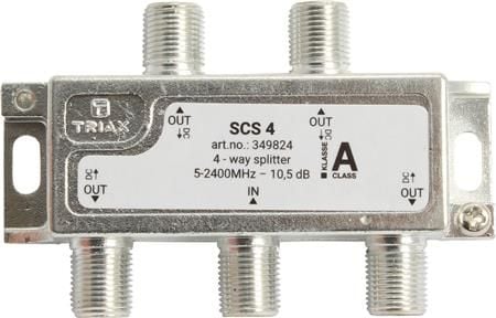 Triax SCS 4, Kaapelin jakaja, 75 O, 5 - 2400 MHz, Hopea, Valkoinen, Naaras/naaras, 11,5 dB