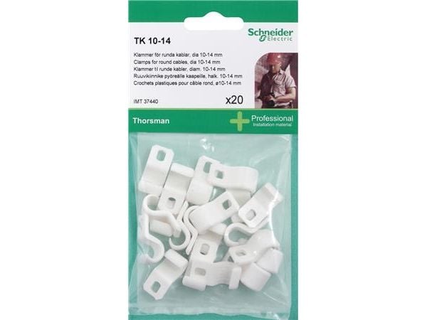 SCHNEIDER ELECTRIC Plastikbøjle TK 10-14 hvid - 20 stk- I poseeraa DIY:lle