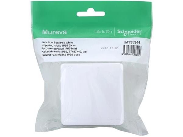 SCHNEIDER ELECTRIC förgreningsdosa Mureva IP65 vit RAL9003 mått=87x87x42