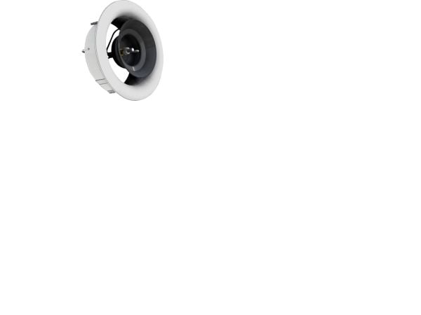 LINDAB Ventilhus AIRYB Ø125 mm til AIRYFB frontplade. Monteres i kanalsystem, farve RAL9003. Anvendes til både indblæsning og udsugning.
