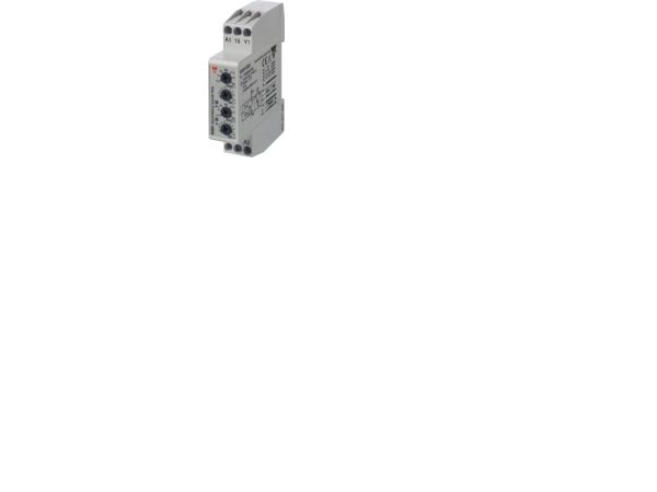 CARLO GAVAZZI Epäsymmetrinen kello, tauko- tai pulssikäynnistys, 1CO potentiaalivapaa 5A, 250VAC, kelan jännite 24VDC / 24-240VAC, 0,1s.-100h., DIN