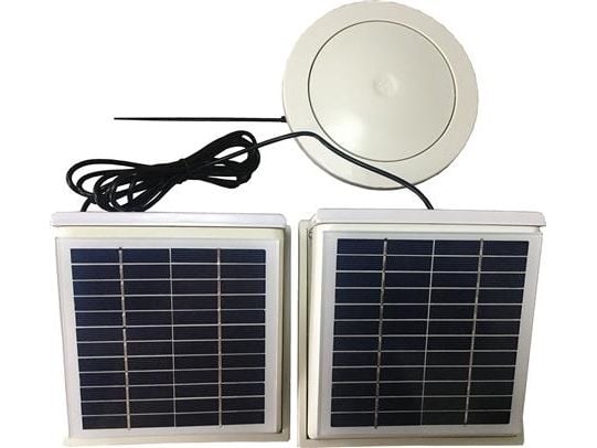 THERMEX Ventilator med solcellepanel Sunmex double, leveret med ekstra solcellepanel og vægventil Ø100 mm. Luftmgd. 0-30 m³/h.