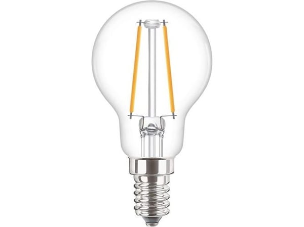 Philips CorePro LEDluster ND - LED-filamentlyspære - form: P45 - klar finish - E14 - 2 W (ekvivalent 25 W) - klasse E - varmt hvitt lys - 2700 K