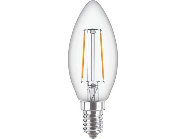 Philips CorePro - LED-filamentlyspære - form: B35 - klar finish - E14 - 2 W (ekvivalent 25 W) - klasse E - varmt hvitt lys - 2700 K