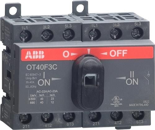 ABB OT40F3C, Ohjauskytkin, 3P, Langallinen, Musta, IP20, 70 mm
