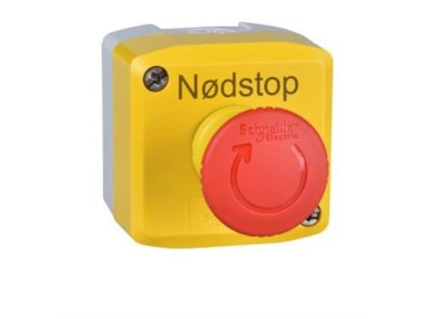 Nødstopbox komplet Ø40 2NC 1NO "NØDSTOP"