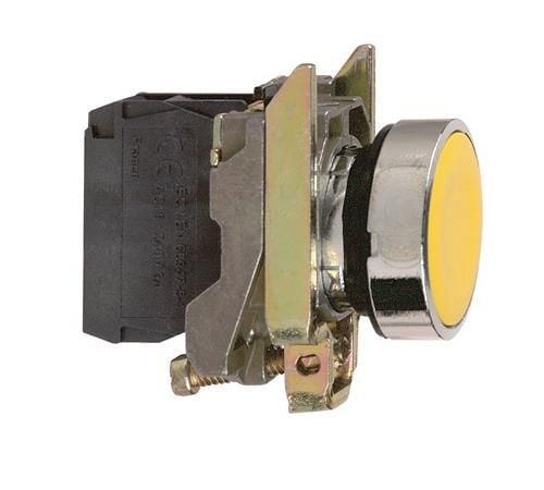 Schneider Electric XB4BA51, Painikekytkin, Langallinen, Metalli, Zamak, Keltainen, IP66, IP67, BV CSA DNV GL LROS (Lloyds register of shipping) RIN...